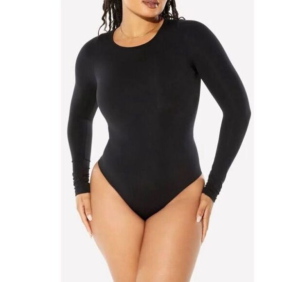 NWT SZ XXL Yitty Fabletics Mesh Long Sleeves Bodysuit in Black Retail $85 - Picture 1 of 8